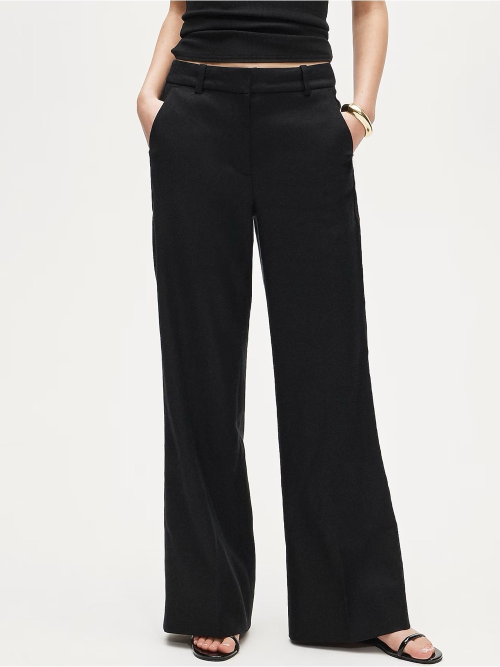 J Crew Black Wide-Leg Linen Carolina Pants, sz 6P - Picture 2 of 14